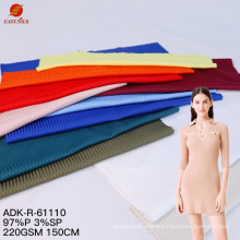 Factory price textiles high quality wholesale knitting polyester spandex wide rib stretch jersey ribbing  fabric for clothing